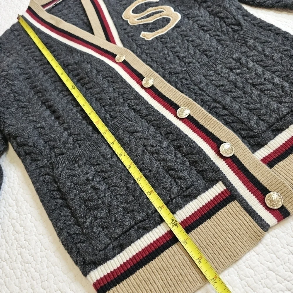 Sandro Tommy Cable Knit Oversized Wool Cardigan - Picture 6 of 15